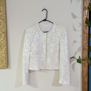H&M White Sequin Jacket